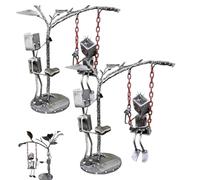 Robotic Love Confession Ornament, Handcrafted Metal Robotics Sculpture Art Ornament, Robot Desk Decor with Swing Romantic for Anniversaries,Valentine's Day,Weddings