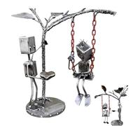 Robotic Love Confession Ornament, Handcrafted Metal Robotics Sculpture Art Ornament, Robot Desk Decor with Swing Romantic for Anniversaries,Valentine's Day,Weddings