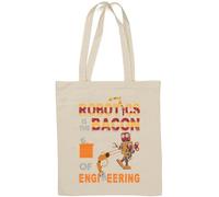 Robotics is The Bacon of Engineering Sac fourre-tout humoristique en coton naturel avec motif robot Blanc