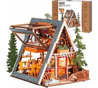 ROBOTIME A-Frame Cabin Maison Miniature à Construire pour Adulte | Niveau intermédiaire, 336 pièces, Sans colle, Maquette maison en bois, Kit de construction relaxant, Déco & cadeau
