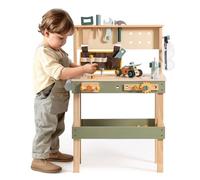 ROBOTIME Banc à outils en bois pour enfants - Ensemble d'établi multifonction avec ceinture à outils, marteau, clé, tournevis, engrenages et papier à dessin - Jouet d'apprentissage créatif et jeu de