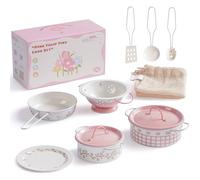 ROBOTIME Batterie de Cuisine en métal Rose pour Enfants dès 3 Ans