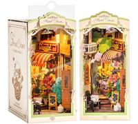 ROBOTIME Book Nook Coin Floral avec Lumières LED, Booknook Maison Miniature a Construire, Nook Book Kit Bibliothèque, Cadeaux pour Adultes et Enfants