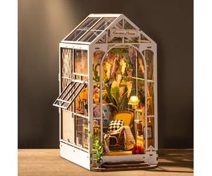 ROBOTIME Book Nook Maison de Poupée en Bois, DIY Miniature House Kit, Diorama Booknook avec Lumières LED, Décoration de Bibliothèque, Cadeau de Vacances (Garden House)