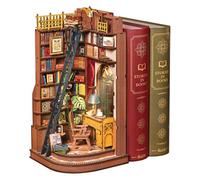 ROBOTIME Book Nook Maison Miniature à Construire avec Lampe, Booknook Puzzle en Bois 3D Diorama Décoration de Bibliothèque Cadeau de Vacances (Corner Study)