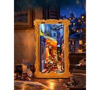 ROBOTIME Book Nook- Maquette en Bois à Construire Adulte-Starry Night Café | 372 Pièces 8 Heures, Maison Miniature Serre-Livres Diorama, Décoration de Bibliothèque, Cadeau Van Gogh