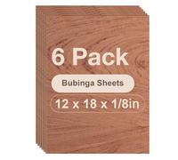 ROBOTIME Contreplaqué 3mm A3 Bubinga Lot de 6 Planche Bois Brut Bouleau Panneau Feuille Découpe Pyrogravure Gavure Laser Bois