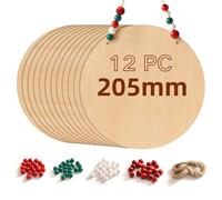 ROBOTIME Contreplaqué Rondes de 3 mm d'épaisseur Diamètre 205 mm 12 PC Planche Bois Brut Bouleau Panneau Feuille Découpe Pyrogravure Gavure Laser Bois Rectangulaire