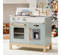 ROBOTIME Cuisine en Bois pour Enfants de 3 à 8 Ans, Jeu de rôle avec lumières et Sons, cuisinière, Machine à glaçons et Couverts, Cadeau pour Enfants de 3 à 8 Ans (Bleue)