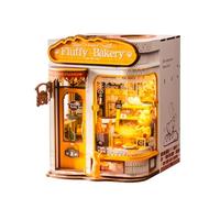 ROBOTIME Kit Book Nook Boulangerie Douce DIY à Double éclairage LED | Insert de bibliothèque style européen maquette adulte puzzle bois 3D sans colle cadeau créatif pour fans de miniatures