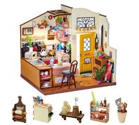 Robotime Kit de construction de maison miniature à faire soi-même, puzzles en bois 3D Diorama avec lumières LED, loisirs créatifs pour adultes, cadeaux uniques pour les amateurs d'artisanat (cuisine