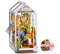 ROBOTIME Kit de maison miniature à faire soi-même, puzzle 3D en bois, serre-livres, décoration avec lumière LED, maison de poupée, kit de diorama pour loisirs créatifs, cadeaux uniques (maison de