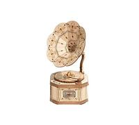 ROBOTIME Puzzle 3D Gramophone en bois 122 pièces Pour adultes Cadeau de Noël et d'anniversaire