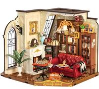 ROBOTIME Kit Maison Miniature à Construire Catherine’s Living Room, Maquette Maison de Poupée en Bois avec Lumières LED, Kit Créatif Adulte, Cadeau Vintage pour Femmes ou Filles