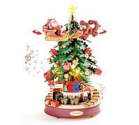 ROBOTIME Kit Modèle en Bois Boîte à Musique Christmas Melody Tree, Puzzle 3D en Bois pour Adultes et Enfants, Décoration de Maison et Cadeaux de Noël pour Tous