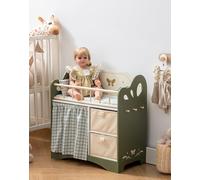 ROBOTIME lit en bois pour enfants et bébé, armoire de rangement et linge de poupée, adapté aux poupées jusqu'à 55 cm, dès 3 ans (vert)