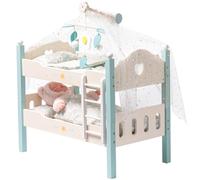 ROBOTIME Lit superposé en bois pour poupée avec échelle et literie, berceau empilable de 45,7 cm, accessoire de poupée parfait, cadeau pour enfants, bleu