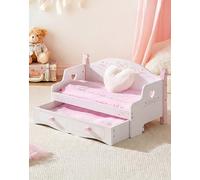 ROBOTIME Lit superposé en bois pour poupée avec literie pour poupées de | Design ballet rose, convertit le canapé en espace de couchage double, cadeau pour enfants à partir de 3 ans
