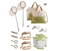 ROBOTIME Lot de 2 kits de capture d'insectes et d'exploration pour enfants avec filet papillon, boîte à insectes, loupe, pince à épiler, pince, cartes et sac de transport, ensemble d'aventure