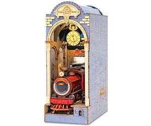 ROBOTIME Maison de poupée en Bois, DIY Book Nook Kit, Puzzle Maison Modèle Kits de Construction avec Lumières LED Maison Etagère Décor Cadeau de La Fête des Mères(Time Travel)