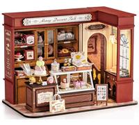 ROBOTIME Maquette Maison Miniature a Construire Magasin de Desserts, Kit de Construction de Maison Miniature en Bois avec LED, Cadeau Créatif pour Adultes et Enfants