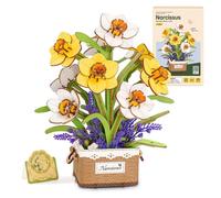 ROBOTIME Narcisse Puzzle 3D en Bois, Kit De Modèle De Fleur Artificielle pour Adultes, Construction De Décoration Créative pour La Maison, Cadeaux De Saint-Valentin pour Femmes