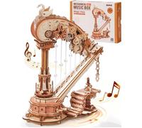 ROBOTIME Puzzle 3D bois, Boîte à musique Harpe Magique, Modèle mécanique DIY, Déco maison, Cadeau anniversaire amateurs de bricolage