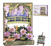 ROBOTIME Puzzle 3D Bois Nénuphar, Maquette De Fleur en Bois À Construire pour Adultes, Peinture 3D À Suspendre, Décoration Murale, Kit De Construction, pour Les Fêtes