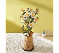 ROBOTIME Puzzle 3D en Bois Fleurs Camomille, Puzzle de Fleurs Artificielles, Kits de Construction pour Adultes de Bricolage, pour la Saint-Valentin, la Fête des Mères et Noël