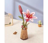 ROBOTIME Puzzle 3D en Bois Fleurs Lis de Rosée, Puzzle de Fleurs Artificielles, Kits de Construction pour Adultes de Bricolage, pour la Saint-Valentin, la Fête des Mères et Noël