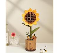 ROBOTIME Puzzle 3D en Bois Fleurs Tournesol, Puzzle de Fleurs Artificielles, Kits de Construction pour Adultes de Bricolage, pour la Saint-Valentin, la Fête des Mères et Noël