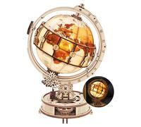 Robotime Puzzle 3D en bois globe lumineux - 20,3 x 16,7 x 29,3 cm - 1 pièce, décoration à la maison, décoration d’étagère,Cadeaux artisanaux pour adultes et adolescents,Jouets éducatifs