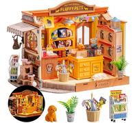 ROBOTIME Puzzle 3D en bois Maquette boutique animaux mignons maison de poupée miniature LED décoratif DG185 kit DIY