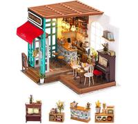 ROBOTIME Puzzle 3D en bois Maquette café maison de poupée miniature LED décoratif DG109 kit DIY