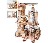 ROBOTIME Puzzle 3D en Bois Navette Spatiale pour Adultes - Base de Lancement Mécanique avec Effet de Halo et Mouvement, Maquette DIY à Construire, Cadeau STEM pour Passionnés d’Espace, LKA02
