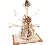 ROBOTIME Puzzle 3D en Bois pour Adultes - Boîte à Musique Violoncelle - Kit de Maquette d'engrenage de Construction - Décoration Exquise Cadeaux