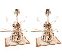 ROBOTIME Puzzle 3D en Bois pour Adultes - Boîte à Musique Violoncelle - Kit de Maquette d'engrenage de Construction - Décoration Exquise Cadeaux (Lot de 2)