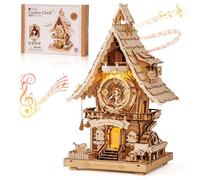 ROBOTIME Puzzle 3D Horloge à Coucou en Bois pour Adultes,Kit de Modèle à Construire,Horloge Fonctionnelle avec Son du Coucou,Décoration Maison,Cadeau pour Adolescents&Adultes,LC901 (Couleur de Bois)