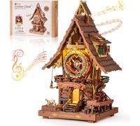 Robotime Rokr 3D Puzzle en bois Kit d'horloge coucou Style forêt noire avec oiseau de travail Kit de modèle d'horloge bricolage pour enfants modèle adulte Colorful