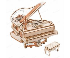 Robotime ROKR Puzzle 3D en bois Piano magique - 14 x 17 x 16,7 cm, 1 pièce, décoration à la maison, décoration d’étagère,Cadeaux artisanaux pour adultes et adolescents,Jouets éducatifs