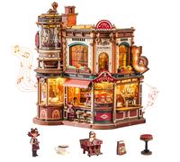 ROBOTIME ROKR Usine à café Modèle cinétique Puzzle 3D en bois Assemblage manuel Décoration romantique pour la maison Cadeau d'anniversaire pour adultes Coffee Factory