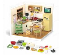 Robotime Rolife Cuisine Happy Meals DIY miniature 16,3 x 16,3 x 15,2 cm 1 pièce, décoration à la maison, décoration d’étagère,Cadeaux artisanaux pour adultes et adolescents,Jouets éducatifs