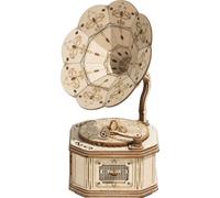 Robotime kit de maquette Grammophone 18,5 cm en bois 122 pièces Marron clair
