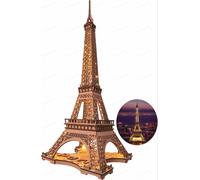 Robotime Rolife Puzzle 3D en bois Tour Eiffel Nuit - 22 x 21,3 x 53 cm - 1 pièce, décoration à la maison, décoration d’étagère,Cadeaux artisanaux pour adultes et adolescents,Jouets éducatifs