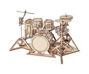 Robotime Rolife puzzles 3D en bois pour adultes - Kit de batterie, instrument de musique à assembler, cadeau, décoration à la maison, décoration d’étagère,Cadeaux artisanaux pour adultes et adolescent
