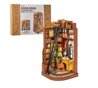 Robotime Rolife Silent Corner Study DIY Book Nook Shelf Insert Wooden Miniature Doll House for Bookshelf Insert Furniture TGE02 STE02