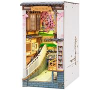 ROBOTIME Sakura Densya Book Nook Maison de Poupée en Bois, Booknook Japon avec Lumières LED DIY Miniature House, Diorama Etagère Décor Cadeau