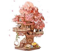 ROBOTIME Sakura Maison Arbre Maquette en Bois à Construire pour Adulte | 535 pièces, Sans colle, Puzzle 3D Bois, Scène japonaise Sakura, Kit de construction relaxant, Déco & cadeau