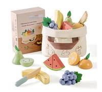 ROBOTIME Set de découpe en Bois pour Enfants - Set de Jardinage et de Cuisine Montessori avec Accessoires en Bois, Jouets pour Les Tout-Petits (Set de Fruits)