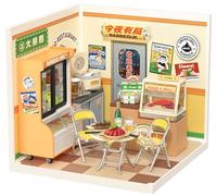 ROBOTIME Super Creator Kit de Maison Miniature DIY, Maison de Poupée en Kit de Modélisation, Décoration de Bureau et Bibliothèque, Kit de Diorama pour Adolescents et Adultes (Night Out Food Stall)